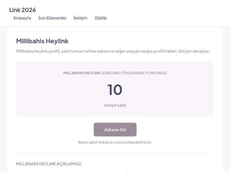 Millibahis Heylink - Link 2026 - Ekran Görüntüsü