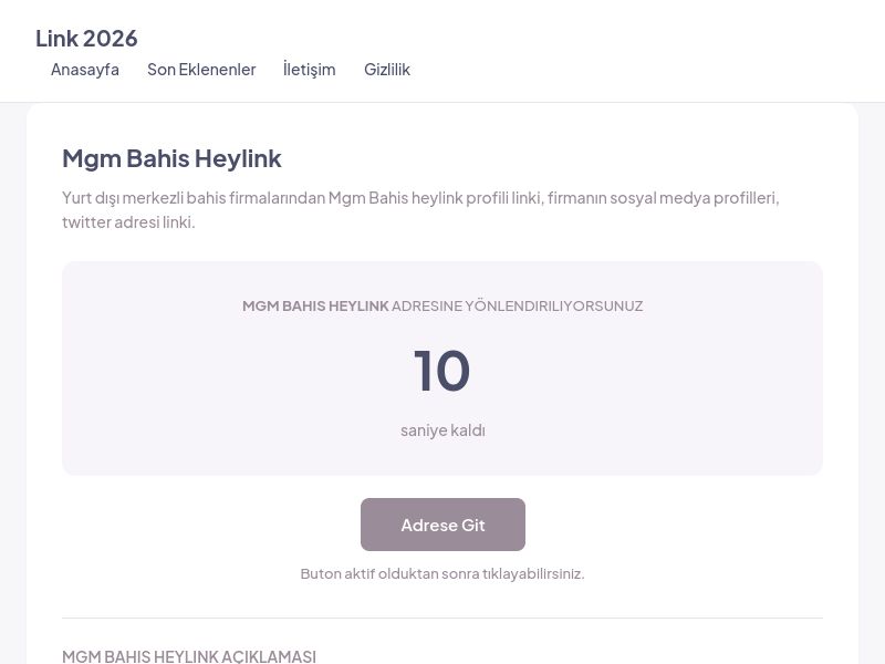 Mgm Bahis Heylink - Link 2026 - Ekran Görüntüsü