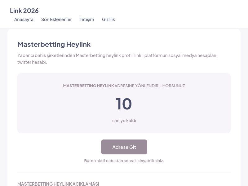 Masterbetting Heylink - Link 2026 - Ekran Görüntüsü