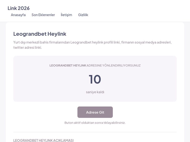 Leograndbet Heylink - Link 2026 - Ekran Görüntüsü