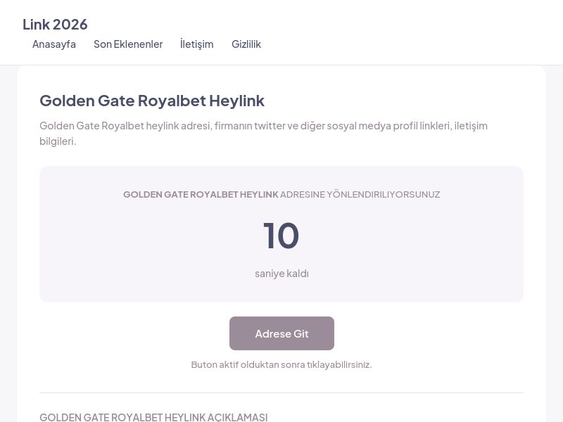 Golden Gate Royalbet Heylink - Link 2026 - Ekran Görüntüsü