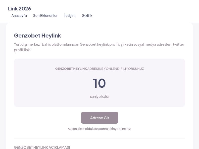 Genzobet Heylink - Link 2026 - Ekran Görüntüsü