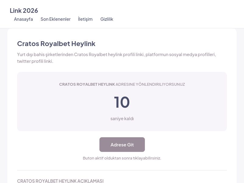 Cratos Royalbet Heylink - Link 2026 - Ekran Görüntüsü