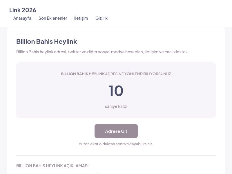 Billion Bahis Heylink - Link 2026 - Ekran Görüntüsü