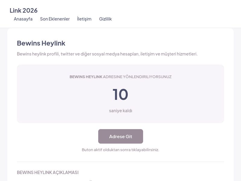 Bewins Heylink - Link 2026 - Ekran Görüntüsü