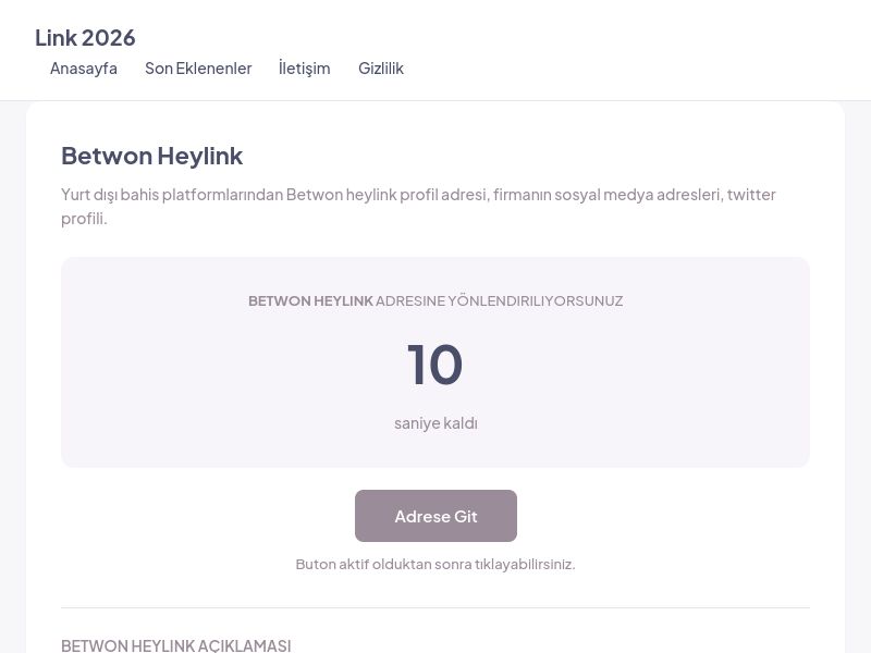 Betwon Heylink - Link 2026 - Ekran Görüntüsü