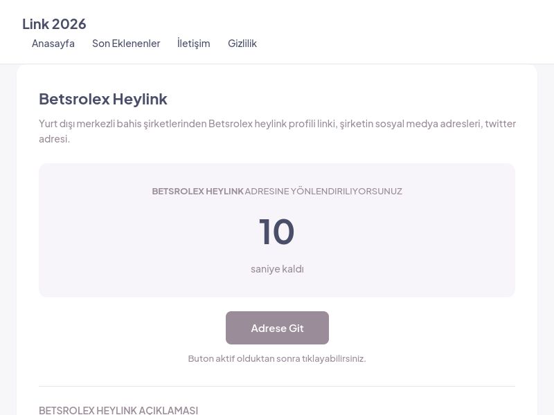 Betsrolex Heylink - Link 2026 - Ekran Görüntüsü