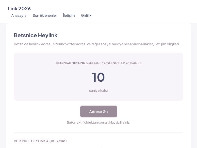 Betsnice Heylink - Link 2026 - Ekran Görüntüsü
