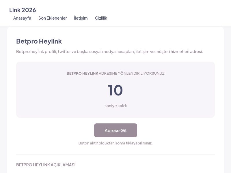 Betpro Heylink - Link 2026 - Ekran Görüntüsü