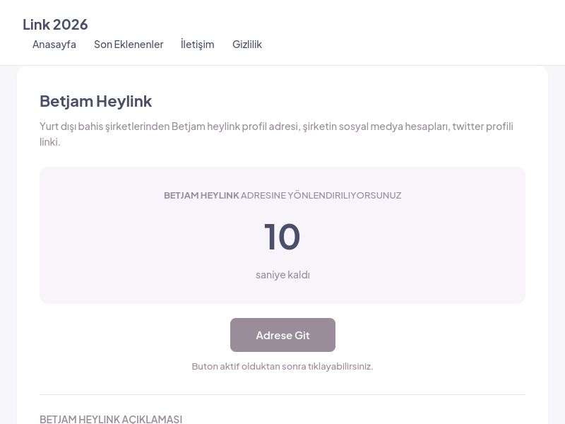 Betjam Heylink - Link 2026 - Ekran Görüntüsü