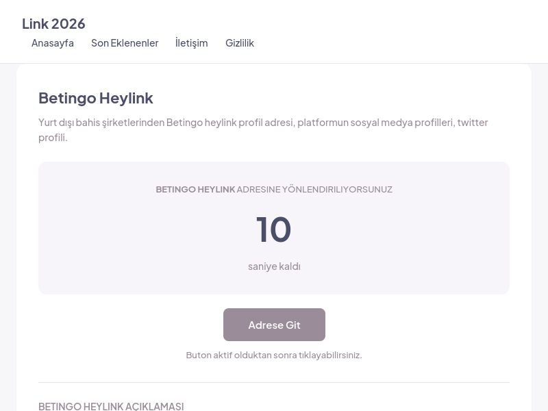 Betingo Heylink - Link 2026 - Ekran Görüntüsü