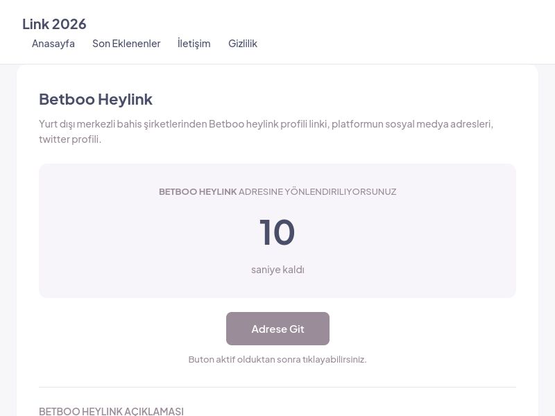 Betboo Heylink - Link 2026 - Ekran Görüntüsü