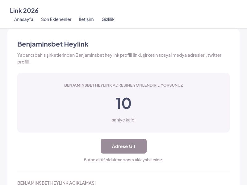 Benjaminsbet Heylink - Link 2026 - Ekran Görüntüsü