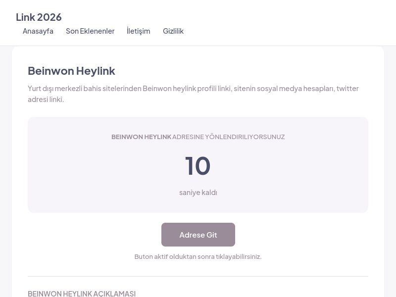 Beinwon Heylink - Link 2026 - Ekran Görüntüsü