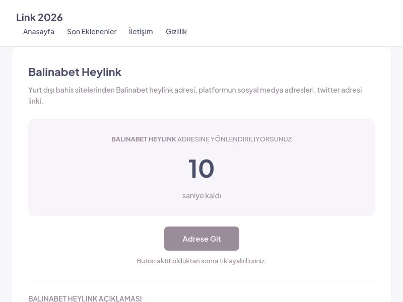 Balinabet Heylink - Link 2026 - Ekran Görüntüsü