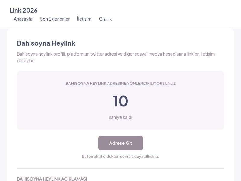 Bahisoyna Heylink - Link 2026 - Ekran Görüntüsü