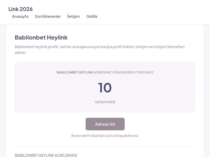 Babilonbet Heylink - Link 2026 - Ekran Görüntüsü