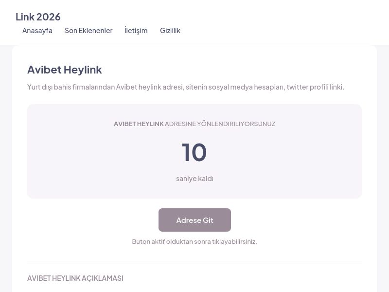 Avibet Heylink - Link 2026 - Ekran Görüntüsü
