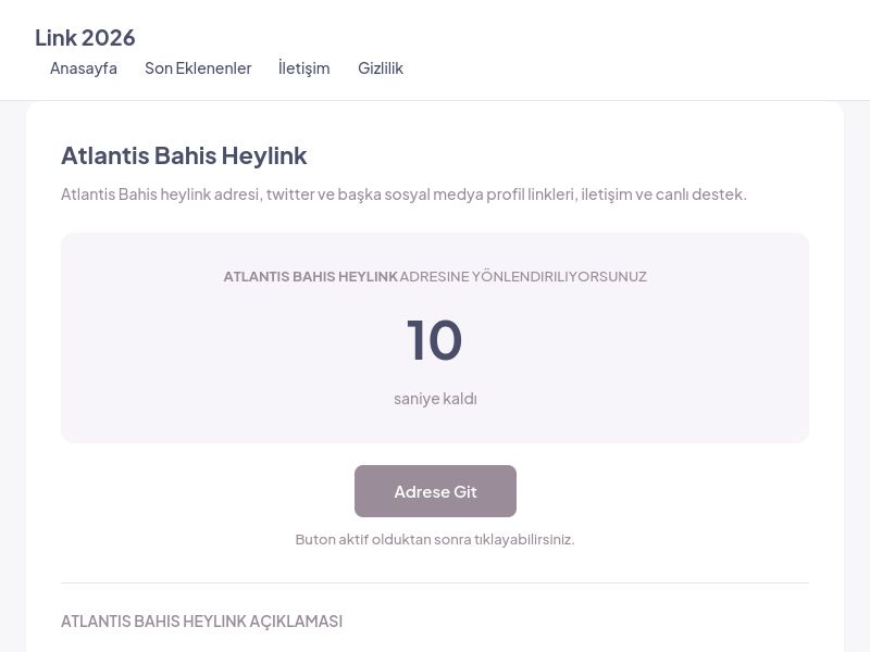 Atlantis Bahis Heylink - Link 2026 - Ekran Görüntüsü