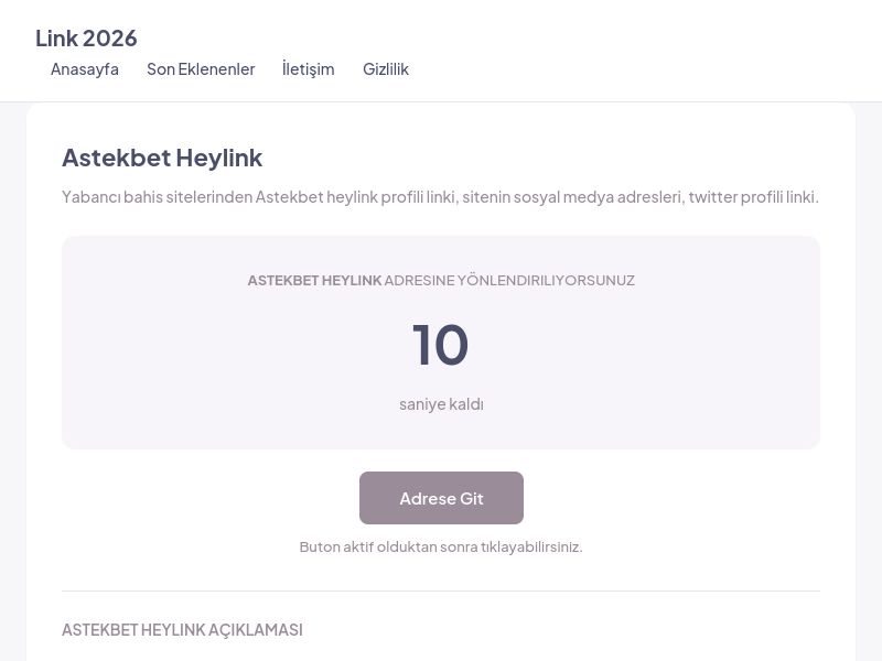 Astekbet Heylink - Link 2026 - Ekran Görüntüsü