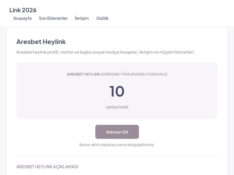 Aresbet Heylink - Link 2026 - Ekran Görüntüsü